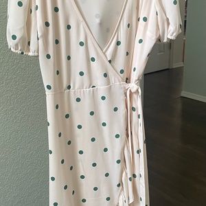 Pink and green polka dot dress